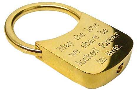 Personalised Gold Plated Solid Brass Padlock Style Keyring - Enter Your Custom Text