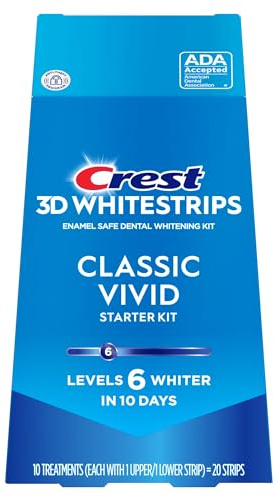 Crest 3D Whitestrips, Classic Vivid, Teeth Whitening Strip Kit, 20 Strips (10 Count Pack)