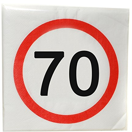 Serviette 33x33cm 12Stück Verkehrschild Zahl 70