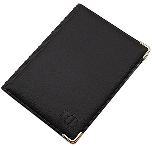 Exclusives Ausweisetui / Ausweishülle / Kreditkartenetui mit Schutzecken aus Metall 4 Fächer MJ-Design-Germany Made in EU Designs (Design 3 / Schwarz)