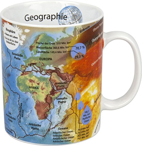 Könitz Porzellan Wissensbecher Geographie Tasse Tee Kaffee 400ml