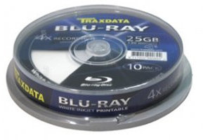 Traxdata Blu Ray BLUERAY FULL FACE White Printable 4x BD-R 10 Pack