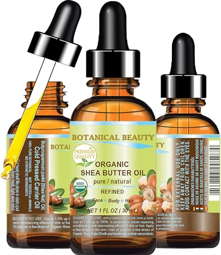 Botanical Beauty Organic SHEA BUTTER OIL 100% Pure Natural Undiluted Refined Cold Pressed Carrier Oil. 1 Fl.oz.- 30 ml for Face, Skin, Hair, Lip, Nails. African Shea (Karite) Nut Oil