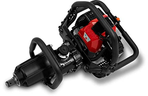 EBERTH Clé à chocs à essence, clé à chocs rotative, 2,3 CV / 1,7 kW moteur à essence, 2 temps, refroidissement par air, 46,5ccm de cylindrée, clé à chocs avec 550-1700 Nm, noix 38 et 41 mm incluse