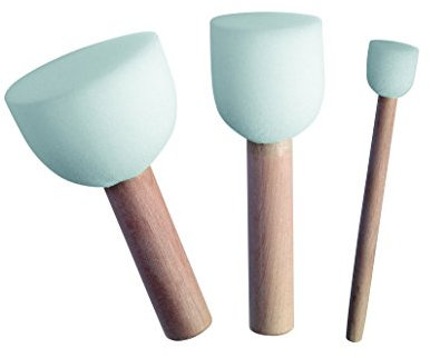 Marabu Pinceles para estarcir, Juego de 3 Pinceles de 1,5 cm, 3,5 cm y 5 cm, Mango de Madera certificada FSC, para estarcir y puntear, 0290000000001