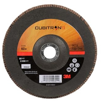 3M Cubitron II - Disco lamellare 967A, 60+, T27, 17,8 x 7/8, gigante, confezione da 5, applicazioni a media pressione, sbavatura leggera, rimozione incrostazioni, rimozione ossido, preparazione della