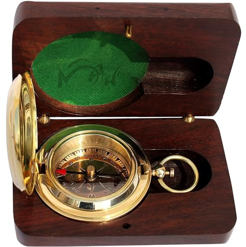 Brass Compass Gift with Wooden Box – Inspirational Graduation Gift for Son, Boys, College, High School, Motivational Keepsake for Him, Unique Birthday Gift Idea, Meaningful Keepsake with Card Included