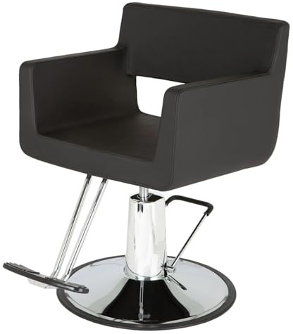 Buy-Rite Rosa Styling Chair for Professional Salons & Barbers – Standard Black Vinyl, 23 Chrome Base, Hydraulic Pump, Seamless Design, T-Bar Footrest, Wide Seat with Low-Cut Back, YLG-ROSASTYL-BLK