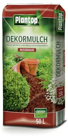 Rindenmulch Dekor 50 Liter Nußbraun Deko Mulch Garten Dekormulch Plantop