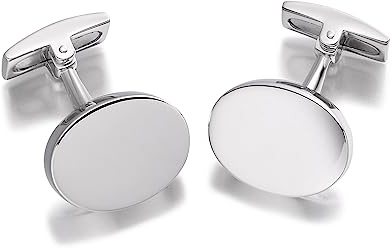 Hoxtons London Herren Sterling Silber Einfache Ovale Manschettenknöpfe