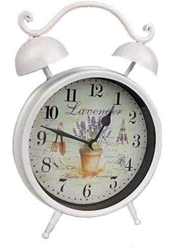 GMMH Tischuhr Nostalgie Antik Vintage Retro Metall Standuhr Dekowecker Uhr in Wecker Design (weiß 54-5)