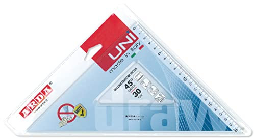 ARDA Squadra 45 Gradi In Plastica Trasparente - Misura 30 Cm - 1 pezzo