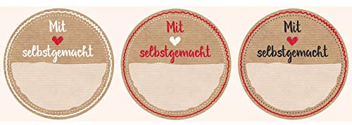 AVERY Zweckform 56818 Marmeladen Etiketten selbstklebend 50 Stück (Ø38mm, Aufkleber Marmeladenglas, Einmachen, Haushaltsetiketten ablösbar, mit Liebe gemacht, beschriftbar) Sticker auf Rolle