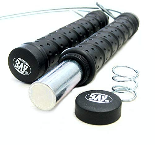 BAY Stahl-Springseil Grip All 280 mit 2X Einsteckgewichten (je 225g), Längenverstellbar 280cm, High-Speed Drehkopf, Stahlseele 0,7cm, Schwarz