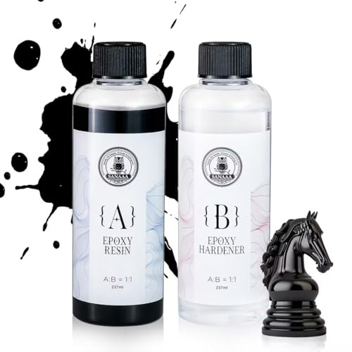 SANAAA Resina epoxi negra 474 ml, Resina epoxi de Alto Brillo sin Burbujas, Resina epoxi de Mesa para Manualidades, fundición, Bricolaje, Arte de Resina, moldes, joyería (237 ml x 2)