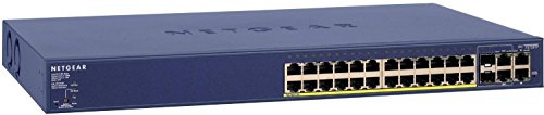 Netgear FS728TP 28 Port Fast Ethernet LAN PoE Switch Smart (10/100 MBit/s, Managed mit 24x PoE 192W, 6x 1G Gigabit Kupfer/SFP, 19 Zoll Rack-Montage, ProSAFE Lifetime-Garantie)