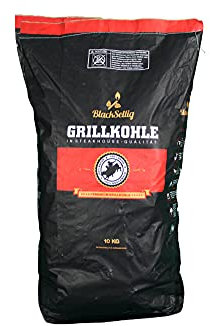 BlackSellig Steakhouse Grillkohle - Premium Quebracho Blanco Holzkohle | Lange Brenndauer | Hohe Hitze | Geringe Rauchentwicklung (10kg)