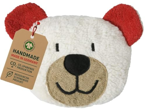Efie Dinkel-Bio-Wärmekissen Teddy – 100% Bio-Baumwolle (kbA) & Dinkelkorn-Inlett – GOTS-zertifiziert, handgefertigt in Deutschland – rot | natürliches Körnerkissen für Babys & Erwachsene