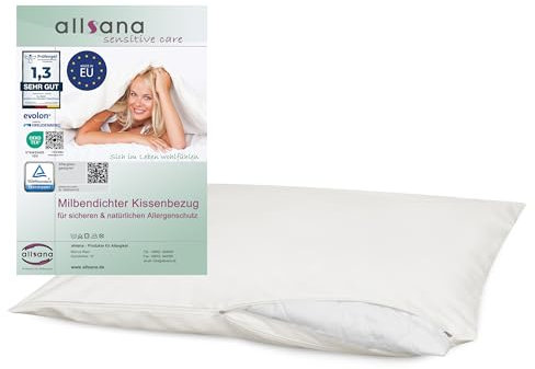 allsana Allergiker Kissenbezug 40x80 cm | Allergie Bettwäsche | Anti Milben Encasing | Milbenschutz für Hausstauballergiker | allergendichter Zwischenbezug für das Kopfkissen | TÜV geprüft