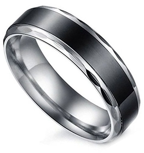 Flongo Partnerringe Damenring Herrenring Ring Edelstahl Band Ring Silber Schwarz Valentine Paar Ringe Verlobung Engagement Verlobungsringe Hochzeit Herren Größe 62mm
