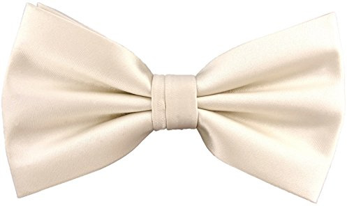 TigerTie Satin Fliege in creme Uni + Geschenkbox, Schleife 30 cm bis 50 cm verstellbar
