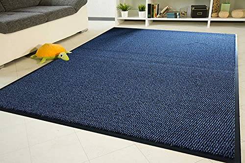 TrendMakers Dirt Trapper Barrier Mats PVC Backed Anti-Slip Home Office Kitchen - Blue/Black - 120x180cm