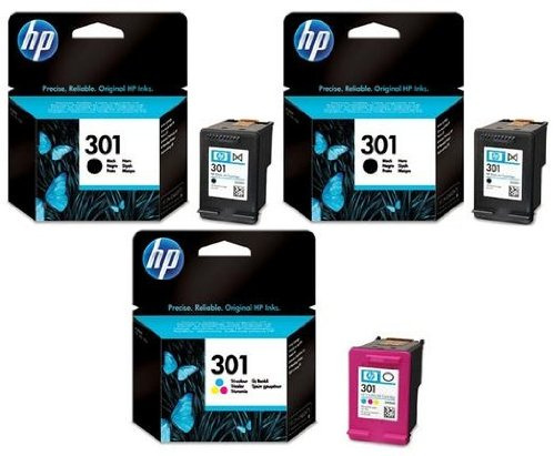 2 x HP 301 Original Schwarz & 1 x Farbe Drucker Tintenpatronen für Verwendung mit HP Deskjet 3050 ve