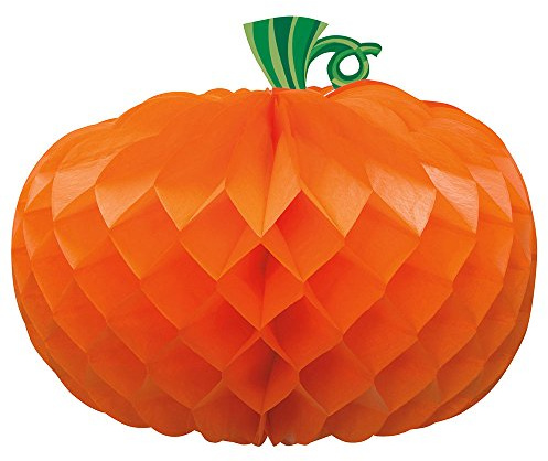 Orangener Kürbisförmiger Wabenaufsatz (27,3 cm) – auffällige Dekoration – perfekt für Herbstfeste und Halloween