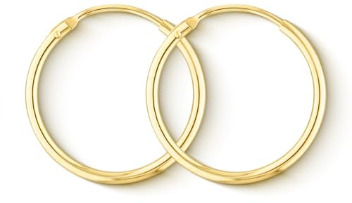 EDELIND Creolen Gold 333 375 585 750 Gelbgold 20mm Feine Ohrringe Damen Mädchen Breite 1,5mm 8 9 14 18K Echt Gold Basic Ohrschmuck mit Schmuck Geschenk Box
