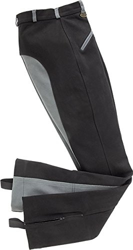 USG Lady Jodhpur - Pantalón de Piel Birgit con Parche Completo, Dos Bolsillos Frontales Inclinados con Cremallera Inferior Adicional, Unisex Adulto, Color Negro/Gris, tamaño 34W