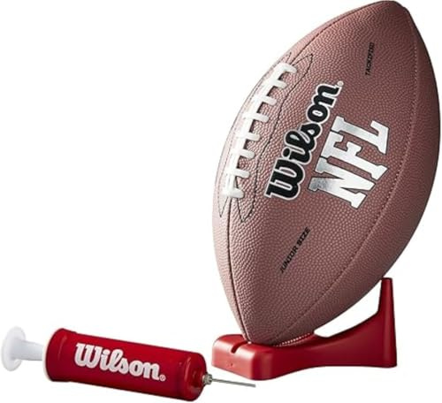 WILSON NFL MVP Football with Pump and Tee - Brown, Junior Size