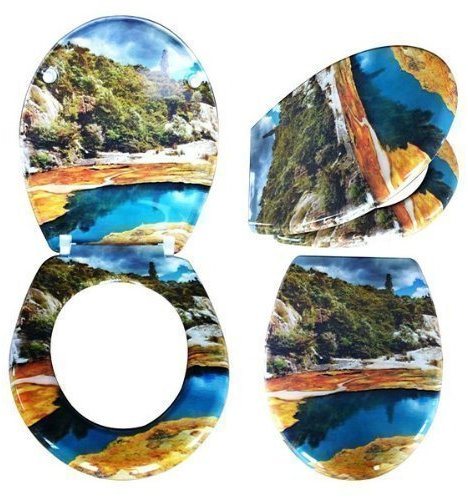 Hayrets Toilettendeckel Duroplast mit Absenkautomatik, WC-Sitz mit Nature Motiv und leichter Reinigung, Klodeckel passend für handelsüblichen WC-Becken, Belastung der Klobrille 150kg