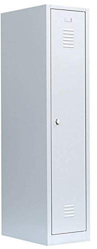 Lüllmann Spind Spindschrank komplett montiert grau 180x41,5x50cm (HxBxT) Stahl-Kleiderspind Garderobenschrank Metallspind 400mm breit 515110 für Personalraum