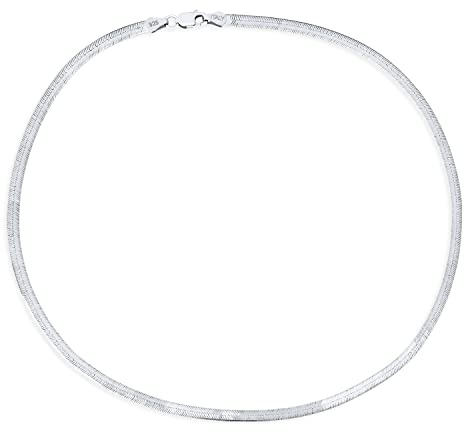 Bling Jewelry Konturiertes Gelb 14 Karat Vergoldetes .925 Sterlingsilber Herringbone Cubetto Schlangenkette Omega Choker Halskette Für Frauen Italien 16, 18 20 24 Zoll 5-6MM