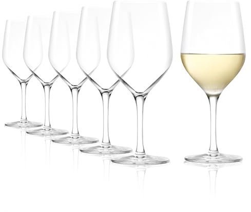Stölzle Lausitz Verres à Vin Blanc Ultra Lot de 6, 305 ml – Idéal pour Vins Blancs & Rouges Légers – Verres en Cristal à Pied Court – Résistants aux Chocs & Lavables au Lave-Vaisselle