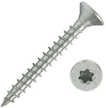100 Spanplattenschrauben 5,0x40 Edelstahl A2 V2A VA Torx Vollgewinde Holz | Edelstahlschrauben Spanplattenschrauben mit Senkkopf, Holzschrauben, Holzbauschraube, Universalschrauben mit verstärktem Kopf