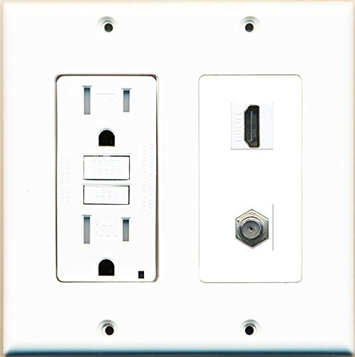 Riteav Gfci 15 amp 125 V di corrente con HDMI Cavo coassiale TV placca bianca