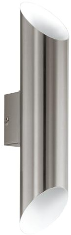 EGLO LED Außen-Wandlampe Agolada, 2 flammige Außenleuchte | Wandleuchte aus Edelstahl in Silber, weiß, IP44