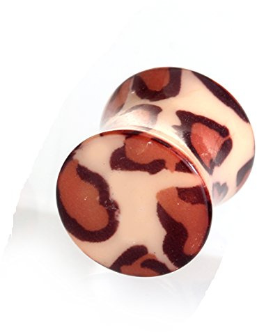 Karisma Ohr Flesh Plug Tunnel Piercing Acryl Leopard Braun T6346 Größe