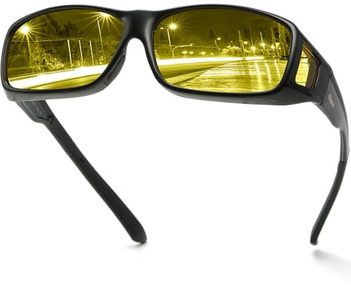 Duco 8953Y Lunettes polarisées pour conduite de nuit Design enveloppant À porter par-dessus des verres correcteurs - noir -
