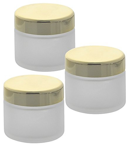 3 Matt-Glas-Tiegel 100ml mit goldenem Deckel Kosmetex Kosmetik-Dose, Salbentiegel, Cremedose, 3x Deckel-Gold