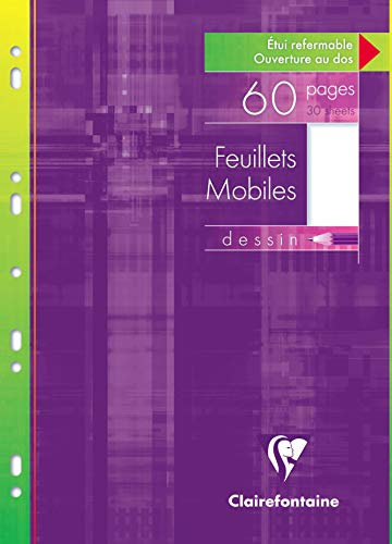 Clairefontaine 1760C - Packung mit 30 Blatt Ringbucheinlagen, blanko, 9-fach gelocht, DIN A4, 21 x 29,7 cm, 125 g, Weiß, 1 Pack