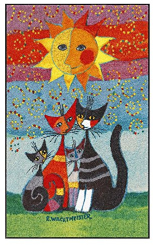 Salonloewe Rosina Wachtmeister Fußmatte Momenti 75x120 cm Katzen bunt Läufer Wohn-Teppich waschbar