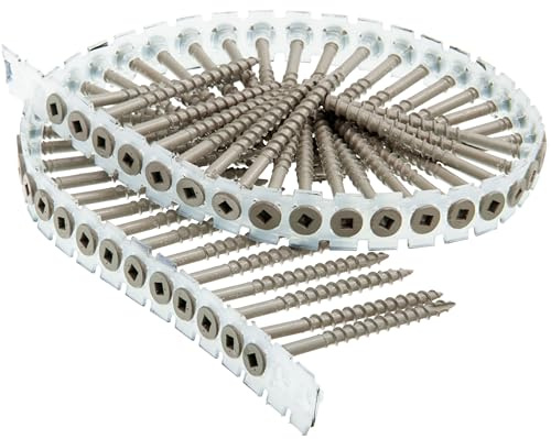 SENCO Duraspin Collated Wood Screw, 8 Gauge by 2-1/2 Inch All Purpose Exterior Coarse Threaded (800 per tub) (08D250W)