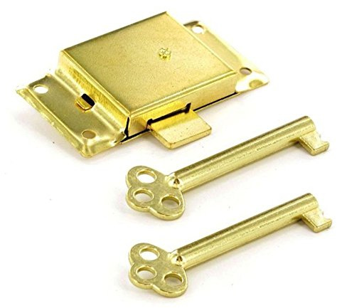 Schrank/Tür Schloss mit 2 Schlüsseln, 63 mm, Messing-Oberfläche