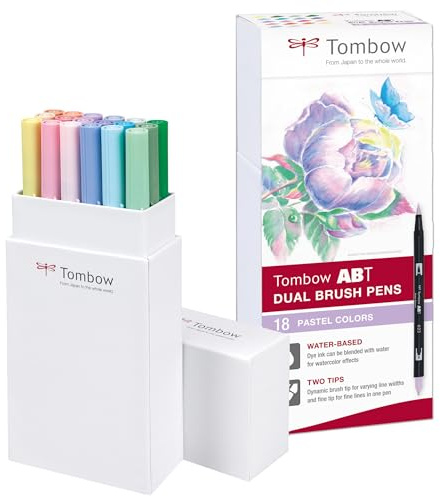 Tombow ABT dubbel pensel penna – pastell (paket med 18), ABT-18P-5