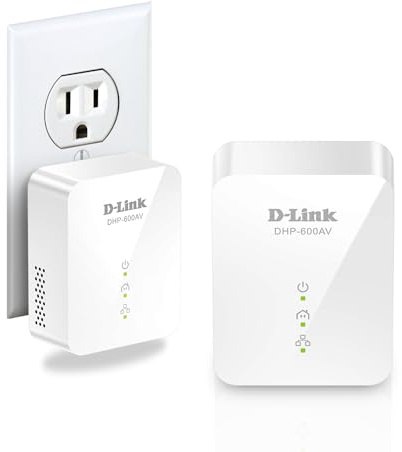 D-Link DHP-601AV, Powerline Adapter Starter Kit Ethernet Over Power Gigabit AV2 Up to 1000Mbps MIMO Internet Network Wall Plug In