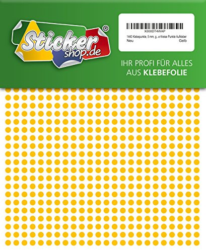 1440 Klebepunkte, 5 mm, gelb, aus PVC Folie, wetterfest, Markierungspunkte Kreise Punkte Aufkleber
