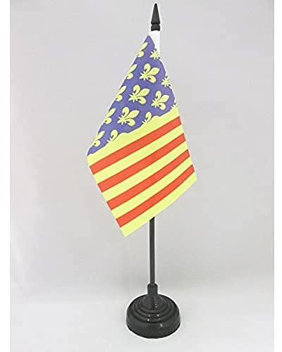 AZ FLAG Drapeau de Table Lozère 15x10 cm Polyester 100D Socle Plastique | Usage intérieur Drapeau de bureau français finition cousue et bords renforcés avec mât en plastique et socle en plastique