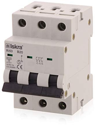 Sicherungsautomat Leitungsschutzschalter MCB Eco-Line, 20A, Typ B, 3-polig, 400V, bietet effektiven Schutz, 1 Stück